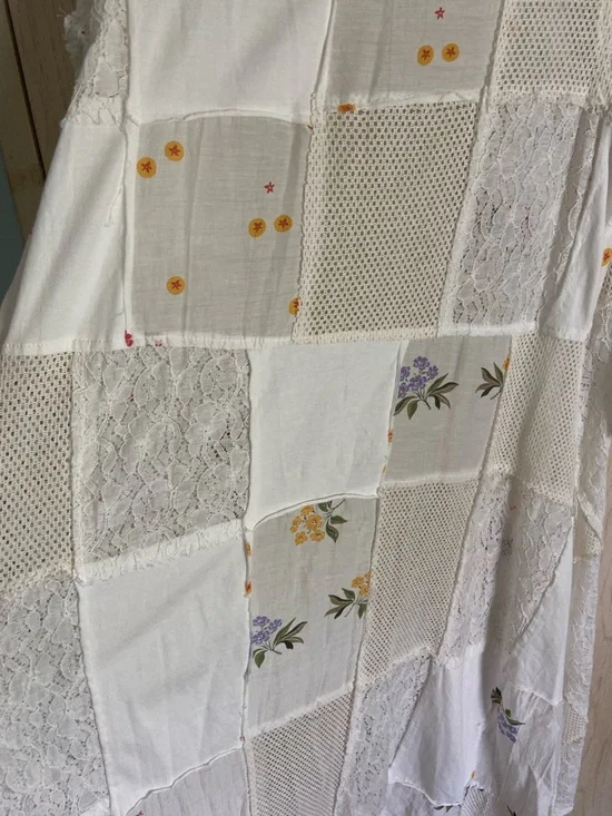 PAPER LACE Floral White Patchwork Long Kimono Duster Sz Small - Picture 6 of 10